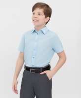 Сорочка классическая с коротким рукавом голубая Button Blue, школьная форма для мальчиков  фото, kupilegko.ru